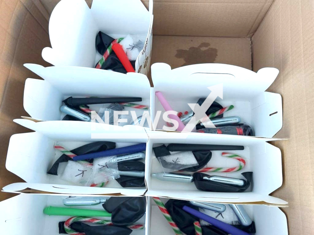 Picture  shows some of the drugs seized, undated. Patrolling officers cough Thomas Salton on his way to supply a party with ketamine and nitrous oxide during a traffic stop in Basildon, UK, on Dec. 1, 2023.  Note: Police photo. (Essex Police /Clipzilla)