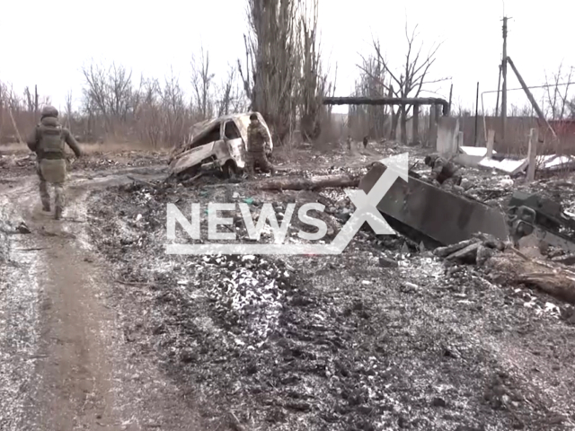 Russian military personnel evacuate 4 units of captured equipment abandoned by the Ukrainians when fleeing Avdiivka, Ukraine. Note: Picture is a screenshot from the video. (Ministry of Defense of the Russian Federation/Clipzilla)