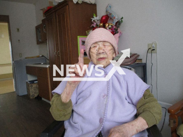 Kane Tanaka,  119, certified by Guinness World Records as the world's oldest living person, died at a hospital here on 19th April, 2022,  in Japan.
Note: Private photo.  (Newsflash)