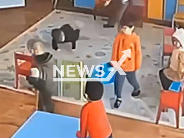 A child beats another child in a kindergarten in Almaty, Kazakhstan, Wednesday, Feb. 21, 2024. The boy was hospitalized with a concussion. Note: Picture is screenshot from a video. (Newsflash)