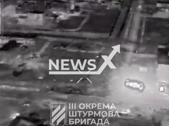 Ukrainian forces take out Russian rotating troops on the frontlines in Ukraine in undated footage. The footage was released by the 3rd Separate Assault Brigade of the Ukrainian Ground Forces on Monday, Feb. 26, 2024. Note: Picture is screenshot from a video. (@ab3army/Newsflash)