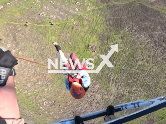 CHP H-30 responds to a report of a paraglide accident in Vallejo, California, USA, on Monday, Feb. 26, 2024. Note: Picture is a screenshot from the video. (	
CHP - Golden Gate Division Air Operations/Clipzilla)