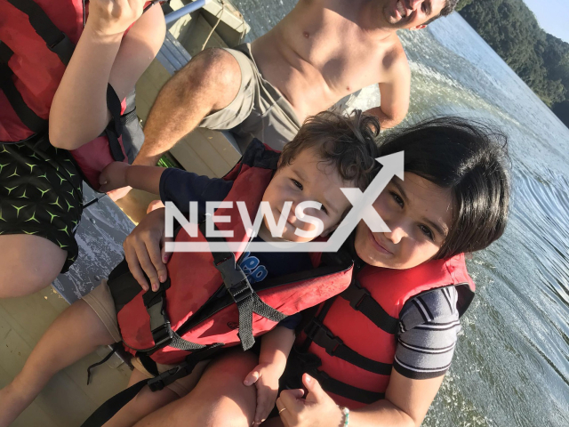 Photo shows  Felipe Oliveira Da Silva with his three children, undated. They died in an accident between a car and a truck in Votorantim, Sao Paulo in Brazil on Friday, Feb 23. 2024.
Note: Private photo(Newsflash).