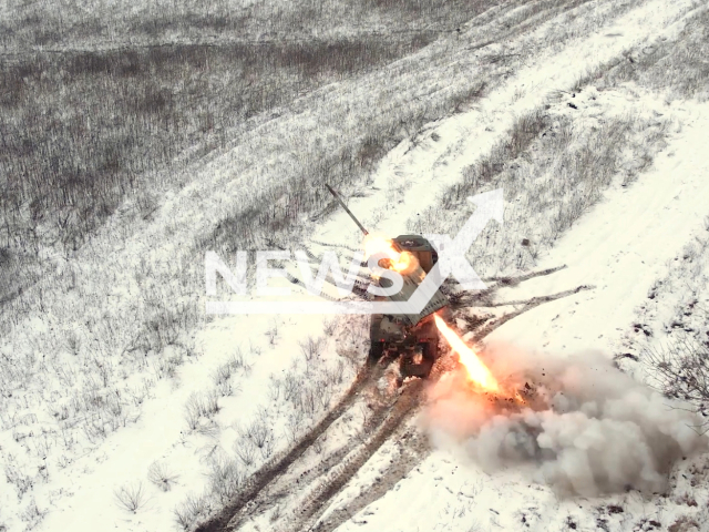 Crews of the multiple rocket launcher Grad destroy armored vehicles and manpower of the Ukrainian Armed Forces in Kupiansk, Ukraine. Note: Picture is a screenshot from the video. (Ministry of Defense of the Russian Federation/Clipzilla)