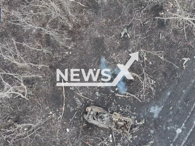 Ukrainian drones drop bombs on the Russian troops on the frontlines in Ukraine in undated footage. The footage released by the 23rd Separate Mechanized Brigade on Thursday, Feb. 29, 2024.. Note: Picture is screenshot from a video (23rd Separate Mechanized Brigade/Newsflash)