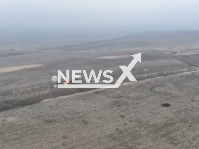 Ukrainian forces destroy Russian military positions on the frontlines in Ukraine in undated footage. The footage released by the 26th Artillery Brigade on Thursday, Feb. 29, 2024. Note: Picture is screenshot from a video (@26abr/Newsflash)