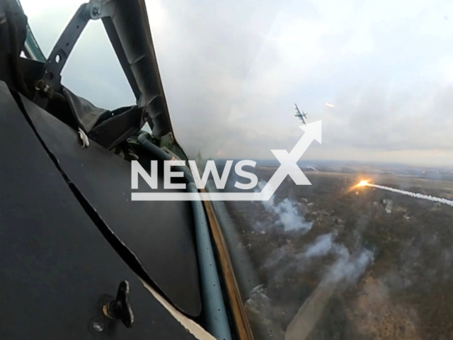 Russian Aerospace Forces in Sukhoi Su-25 destroy a Ukrainian Armed Forces stronghold Avdiivka, Ukraine. Note: Picture is a screenshot from the video. (Ministry of Defense of the Russian Federation/Clipzilla)