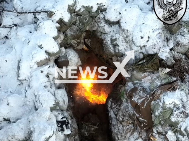 Ukrainian drones hunt down Russian soldiers on the frontlines in Ukraine in undated footage. The footage was released by the Land Forces of the Armed Forces of Ukraine on Monday, Mar. 4, 2024.Note: Picture is screenshot from a video. (@landforcesofukraine/Newsflash)