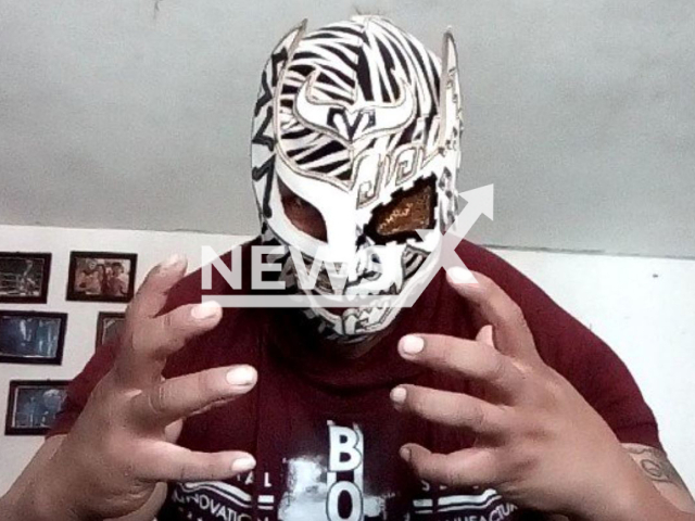 Toro Bill Jr., 35,  a Mexican wrestler, died after a performance at the Puebla Arena, in Puebla, Mexico, in April, 2022. 
Note: Private photo.  (@ToroBillJr1/Newsflash)