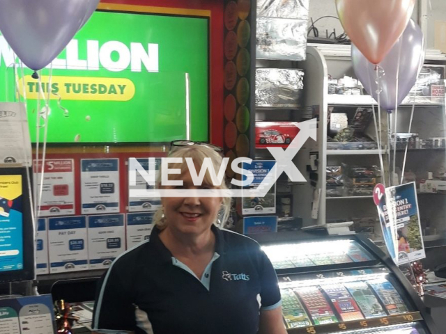 Picture shows Sue Neagle, one of the owners of the newsagency where the two winning tickets were purchased in  Melbourne, Australia, undated. Each entry took home $400,641.05. Note: Lottery photo. (The Lott/Newsflash)