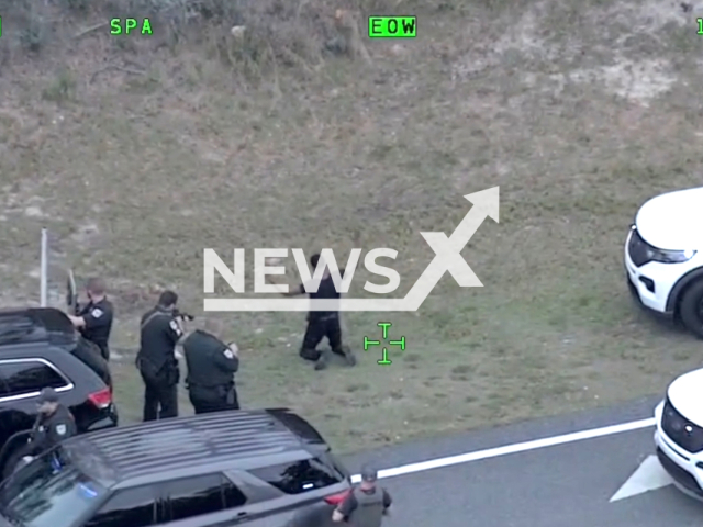 Police arrest suspect within an hour of a report of an armed carjacking in DeLand, Florida, USA, on Tuesday , March 5, 2024. Note: Picture is a screenshot from the video. (Volusia Sheriff's Office/Clipzilla)