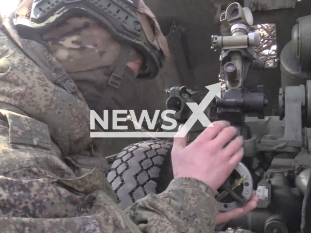 Russian crews of 152-mm towed howitzers Msta-B troops disrupt the rotation of units of Ukrainian forces in the Kupiansk area, Ukraine. Note: Picture is a screenshot of the video. (Ministry of Defense of the Russian Federation/Clipzilla)