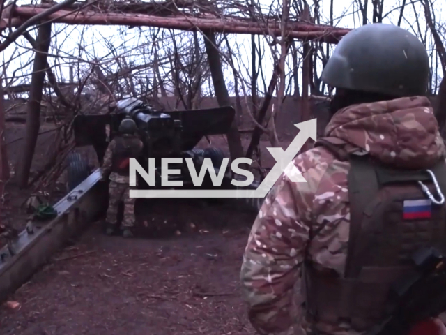 Russian units of the airborne artillery formation from the Dnepr group of troops carry out fire missions to suppress control points, conduct counter-battery warfare, destroy fire weapons, weapons, military equipment and manpower of the Ukrainian Army on the right bank of the Dnieper in the Kherson region, Ukraine. Note: Picture is a screenshot from the video. ()