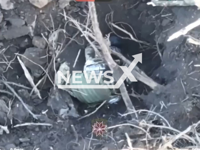 Ukrainian forces destroy Russian war machines and positions using FPV drones on the frontlines in Ukraine in undated footage. The footage was released by Land Forces of the Armed Forces of Ukraine on Tuesday, Mar. 12, 2024. Note: Picture is screenshot from a video (@landforcesofukraine/Newsflash)