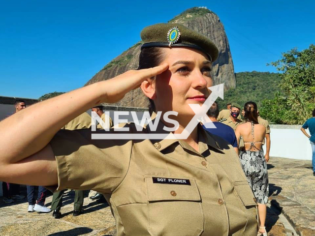 Bruna Ploner, 33, a member of the Brazilian Army, died in an accident during  diving manoeuvre, in Boituva, Brazil, on 24th April. Note: Private photo.  (Newsflash)