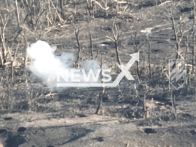 Ukrainian kamikaze drones hit Russian soldiers on the battlefield in Ukraine in undated footage. The footage released by the Azov Special Forces Brigade of the National Guard of Ukraine on Tuesday, Mar. 12, 2024. Note: Picture is screenshot from a video. (@azov_media/Newsflash)