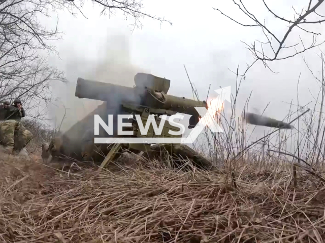 Russian military crews fire at  anti-tank missile system Fagot at  military equipment and fortified structures of Ukrainian nationalists in Kupiansk, Ukraine. Note: Picture is a screenshot from the video. (Ministry of Defense of the Russian Federation/Clipzilla)