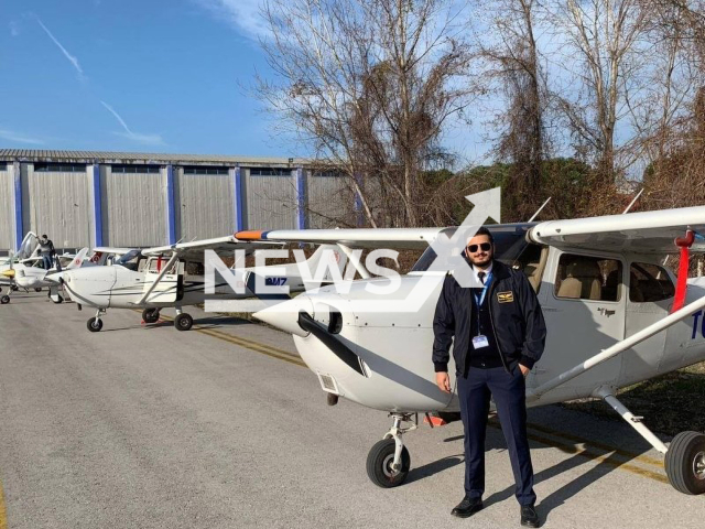 Furkan Otkum (pictured) one of the pilots who died after a single-engine airplane crashed into a neighbourhood in northwestern Bursa, Turkey and burst into flames, on 25th April 2022. Note: Private picture (@furkanotkum/Newsflashflash)