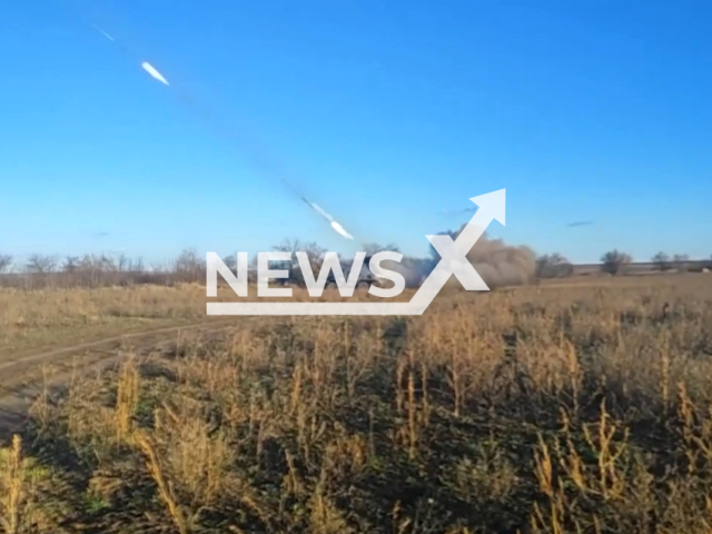 Crews of multiple launch rocket systems BM-21 Grad launch missile attacks on strongholds of the Ukrainian Armed Forces in the Zaporizhzhia area, Ukraine. Note: Picture is a screenshot from the video. (Ministry of Defense of the Russian Federation/Clipzilla)