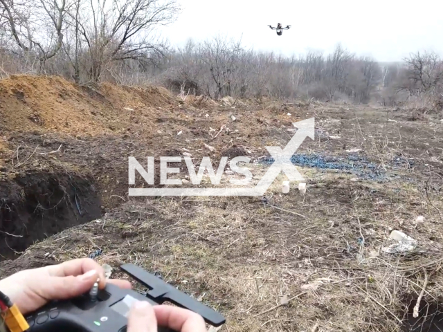 Russian engineers use FPV drones to destroy personnel, protective structures and equipment of the Armed Forces of Ukraine Seversky direction, Ukraine. Note: Picture is a screenshot from the video. (Ministry of Defense of the Russian Federation/Clipzilla)