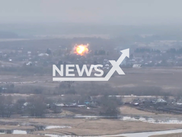 Pilots of the Russian Aerospace Forces destroy a temporary deployment point for Ukrainian militants in the village of Ryzhevka, Ukraine. Note: Picture is a screenshot from the video. (Ministry of Defense of the Russian Federation/Clipzilla)