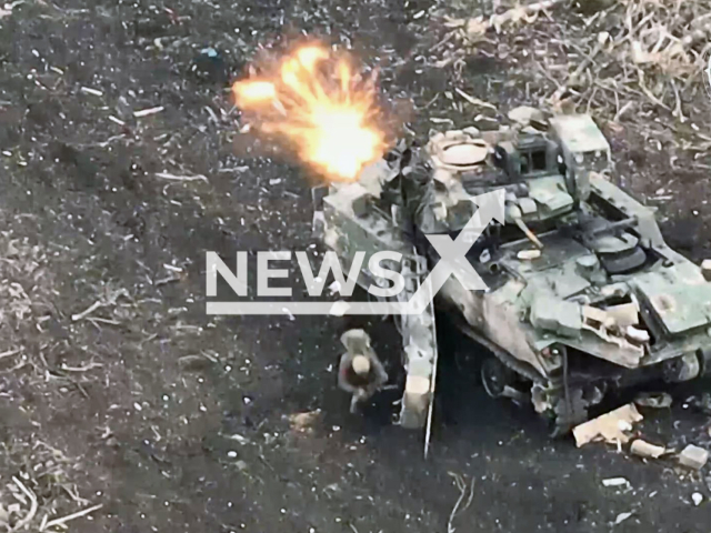 Ukrainian drones hit Russian armoured vehicles and military personnel on the frontlines in Ukraine in undated footage. The footage released by the 47th Separate Mechanised Brigade of the Armed Forces of Ukraine on Wednesday, Mar. 20, 2024. Note: Picture is screenshot from a video (@brygada47/Newsflash)