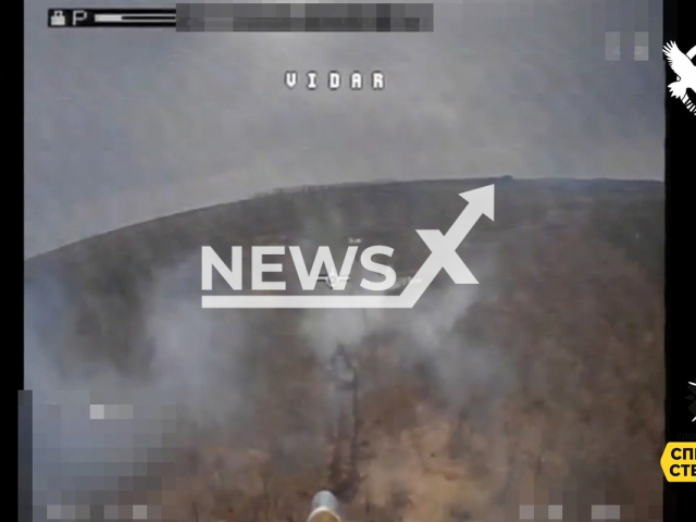 Ukrainian forces destroy Russian BMP-3 using a kamikaze drone in Ukraine in undated footage. The footage released by the Ground forces of the Armed Forces of Ukraine on Thursday, Mar. 21, 2024.Note: Picture is screenshot from a video (@landforcesofukraine/Newsflash)