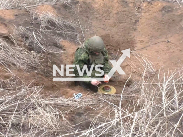 Russian troops carrying out mine clearance work in populated areas of the Lugansk People's Republic. Note: Picture is a screenshot from the video. (Ministry of Defense of the Russian Federation/Clipzilla)