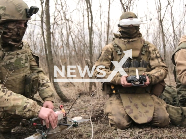 Russia Military operators of drones destroy armored vehicles and a stronghold of the Ukrainian Armed Forces in the Avdiivka area, Ukraine. Note: Picture is a screenshot from the video. (Ministry of Defense of the Russian Federation/Clipzilla)