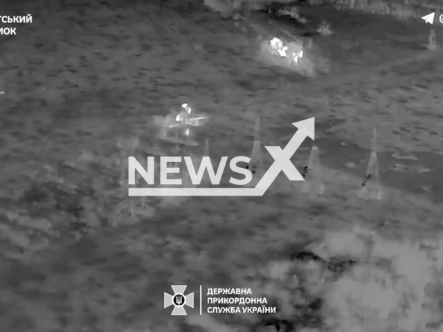 Ukrainian Border Guards destroy Russian war machines on the frontlines near Bakhmut in Ukraine in undated footage. The footage released by the State Border Guard Service of Ukraine on Thursday, Mar. 21, 2024. Note: Picture is screenshot from a video (@DPSUkr/Newsflash)