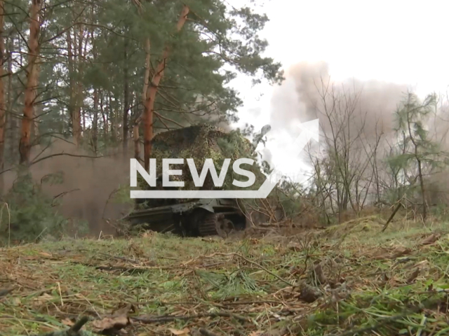 Russian toops use  152-mm self-propelled howitzers Msta-S to inflict fire on accumulations of equipment and manpower of Ukrainian troops in the territory of Ukraine bordering the Belgorod region, Russia. Note: Picture is a screenshot from the video. (Ministry of Defense of the Russian Federation/Clipzilla)