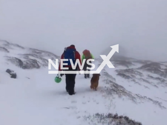 The rescue of fifteen scouts, that were caught in a snowstorm while wearing their typical uniform with shorts, at Passo dello Strofinatoio, Italy, in April, 2022. Note: Picture is a screenshot from a video (Corpo Nazionale Soccorso Alpino e Speleologi/Newsflash)