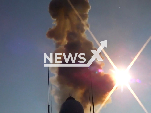 The crew of the Black Sea Fleet frigate has launched a salvo of 4 Kalibr cruise missiles from the Black Sea at the designated ground targets, in Ukraine, in April, 2022. Note: This picture is a screenshot from the video (Ministry of Defense of the Russian Federation/Newsflash).