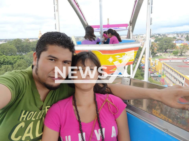 Miguel Cortes Miranda and Frida Lima pose in undated photo. He is accused of being an alleged serial feminicide in Iztacalco, Mexico. Note: Private photo taken from social media. (Newsflash)