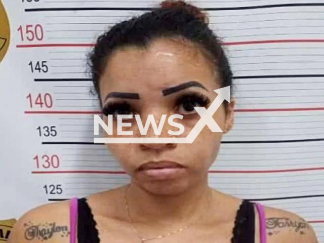 Photo shows Daiane dos Santos Farias after being arrested, undated. The woman turned herself in police in Atibaia in Sao Paulo, Brazil, on Friday, December 22, 2023, after she cut off her husband's penis. Note: Private photo. (Newsflash).