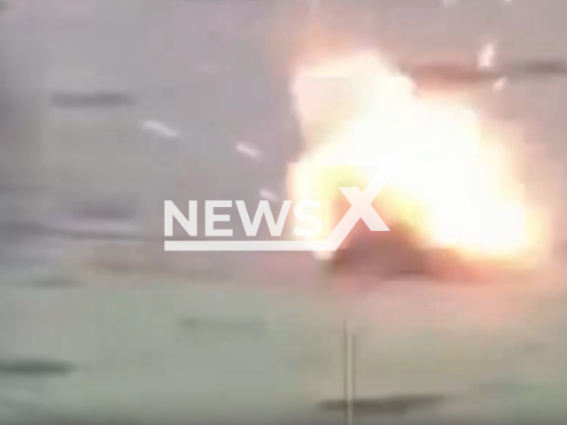 Ukrainian forces destroy Russian armored vehicle and infantry on frontlines of Ukraine in undated footage. The footage was released by the 25th Separate Airborne Brigade of the Air Assault Forces of Ukraine on Tuesday, Apr. 30, 2024.Note: Picture is screenshot from a video. (25th Airborne Brigade/Newsflash)