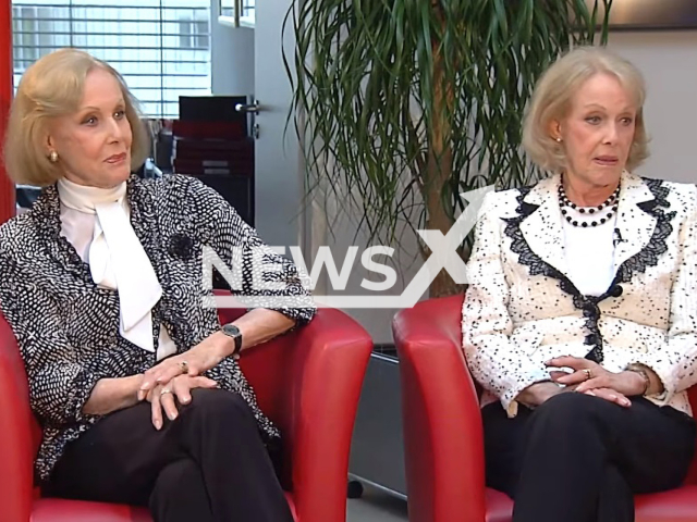 Image shows Alice and Ellen Kessler, both 87, undated photo. They said they would like to be buried in the same urn with their mum Elsa Kessler and dog Yello. Note: Photo is a screenshot from a video. (Newsflash)