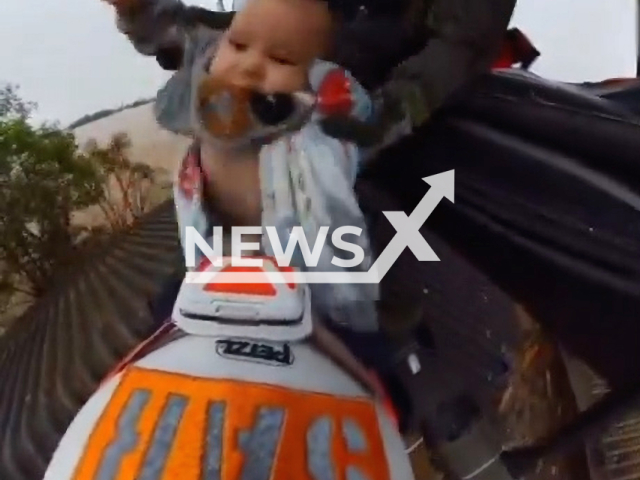 Video shows the rescue of the baby in Bom Retiro do Sul, Brazil, Friday, May 3, 2024. A two-year-old baby was rescued by Brazilian Army soldiers. Note: Picture is screenshot from a video. (Exercito Brasileiro/Newsflash)