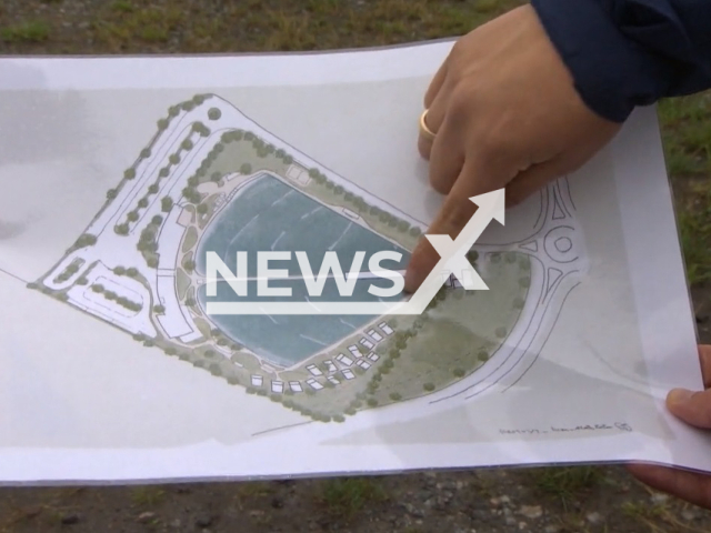 Image shows a design of the surf park in Stade, Lower Saxony State, Germany, undated photo. The EUR 20 million (GBP 17 million) project was stopped because of four endangered skylarks. Note: Photo is a screenshot from a video. (Newsflash)