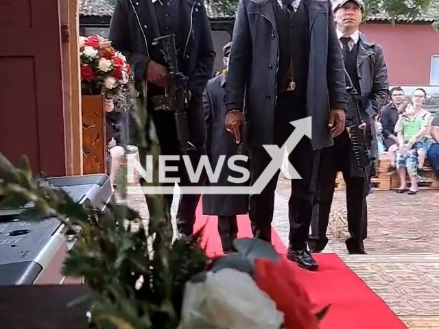 Armed men in style of Peaky Blinders enter wedding ceremony in Jaguariuna, Brazil, April 27, 2024. It was not known whether the weapons were a replica.Note: Picture is screenshot from a video. (Newsflash)