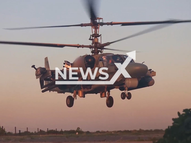 Russian Ka-52M helicopter fires missiles at Ukrainian military positions in Ukraine in undated footage. The footage released by the Russian MoD on Thursday, May. 16, 2024. Note: Picture is screenshot from a video (@mod_russia/Newsflash)