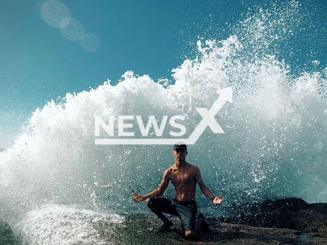 Gabriel Rocha, 18, poses in undated photo. Gabriel went viral for going close to ships in the middle of the sea in Vitoria, Brazil, which is prohibited. Note: Picture from social media. (@gabriel_rocha_afonso/Newsflash)