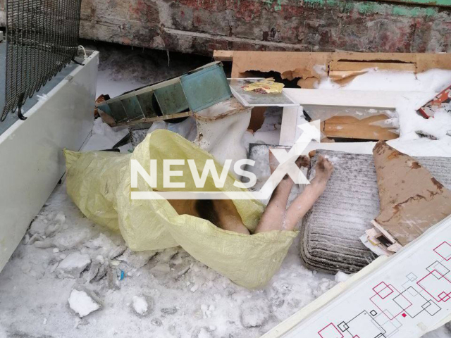 Photo shows sex doll in a plastic bag at landfill in Norilsk, Russia, undated. Local man mistaken it for real murdered woman. Note: Private photo taken from local media. (Newsflash)