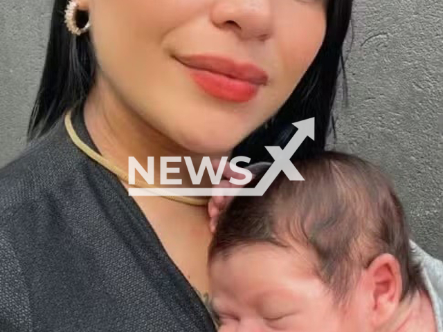 Ketisley Freitas Lessa poses with baby in undated photo. She was stung by a spider when she was eight months pregnant in Apiai, Brazil. Note: Private photo taken from local media. (Newsflash)