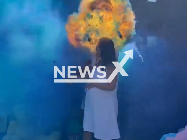 Video shows an explosion during a gender reveal in Linhares, Brazil, Sunday, May 19, 2024. The father was left with minor burns. Note: Picture is screenshot from a video. (Newsflash)