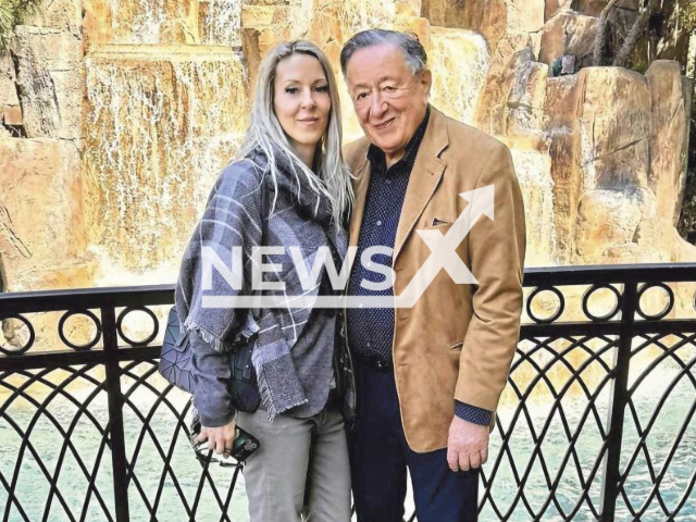 Richard Lugner, 90, and his fiancee Simone "Bienchen" Reilaender, 42, pose in undated photo. The Austrian entrepreneur and millionaire is about to get married for the sixth time. Note: Private photo. (Newsflash)