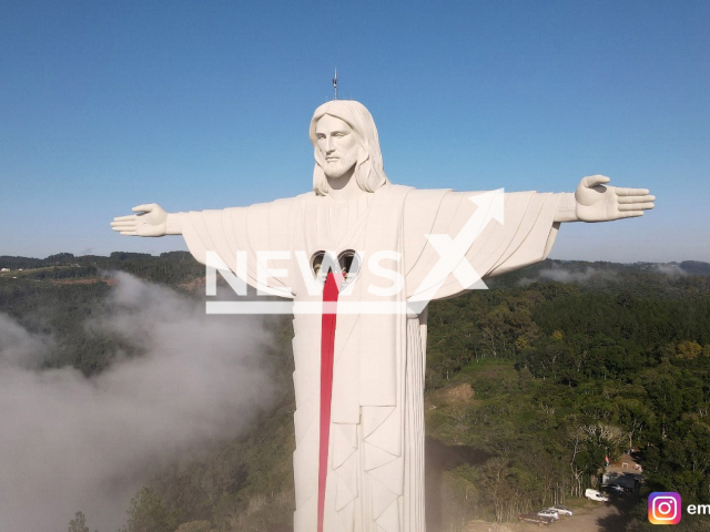 The  largest statue of Christ in Brazil,  43 meters tall,  in Encantado, Brazil, completed in April, 2022. Note: Photo from Press statment. (Emerson Edson Ruckert/Newsflash)