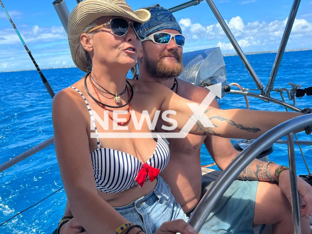 Christian Vogel, 41, and his girlfriend Stephi Tillmann pose in undated photo. He was killed on the Caribbean island of St. Martin. Note: Private photo from social media. (@christian.vogel.7965/Newsflash)