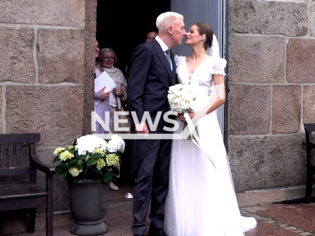 Image shows Hans Peter Geerdes, known as H. P. Baxxter, 60, and his wife Sara, 23, undated photo. The couple married on the island of Sylt, Germany, on Saturday, June 8, 2024. Note: Photo is a screenshot from a video. (Newsflash)