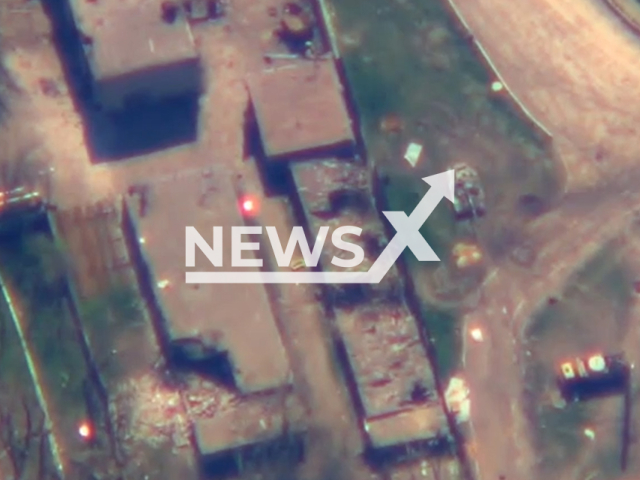 Russian Forces destroyed a Ukrainian tank from the air in Ukraine, in April, 2022.
Note: This picture is a screenshot from the video.
(Ministry of Defense of Russia/Newsflash)